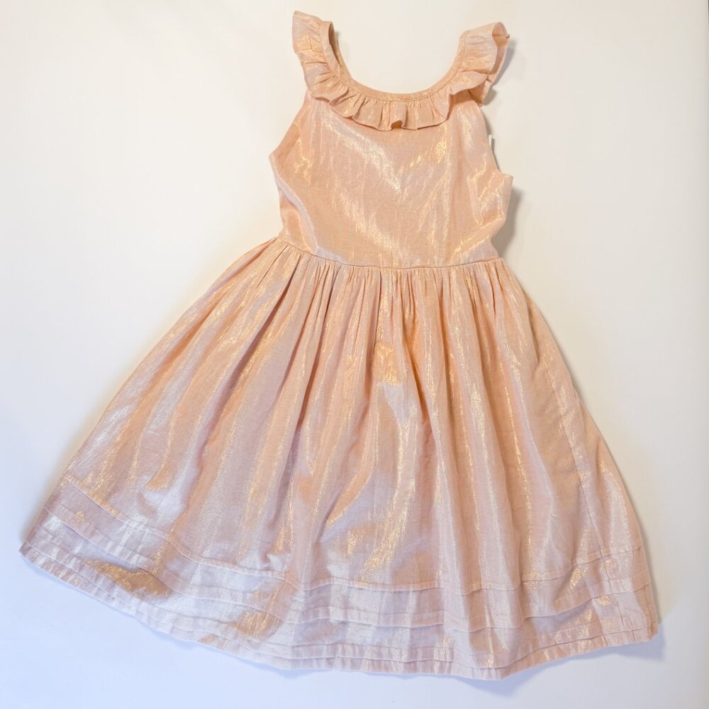 Mini Boden blush pink with gold metallic sundress, size 9-10 - NWOT